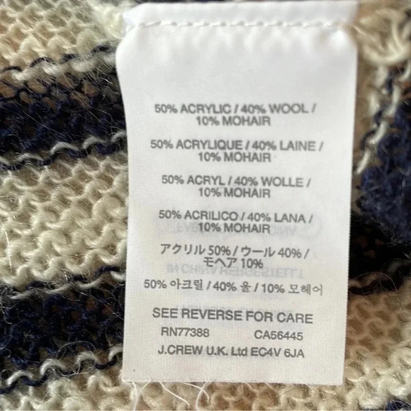 J. Crew Dark Navy & Cream Stripe Wool Blend Sweater Preppy Casual Career Size XS - Picture 5 of 6